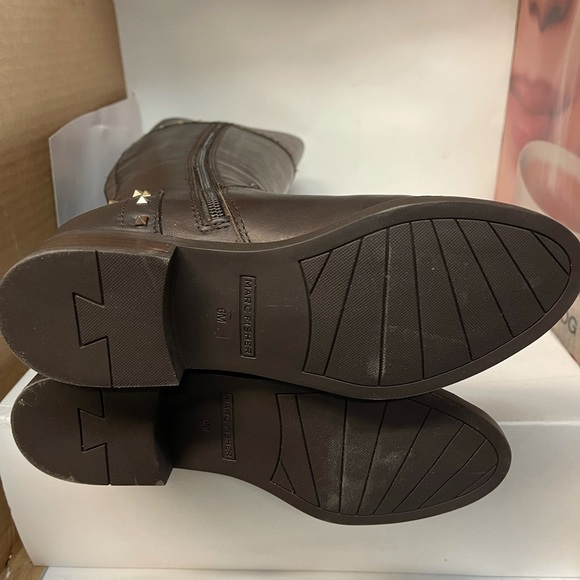 BNIB Marc Fisher Secalm Studded Riding Boots Dk Brown - Picture 10 of 12